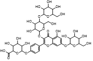 Kaempferol 3 (1-4), 7-triglucose, 4’ aldose